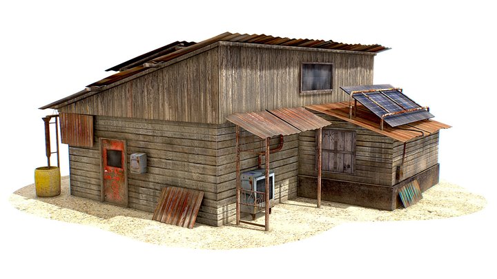 Post-Apocalyptic | House | Dirty | Old | Wooden 3D Model