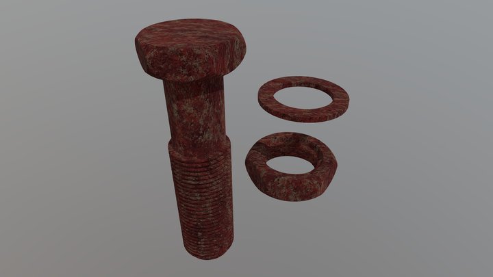 Rusty Bolt & Nut 3D Model