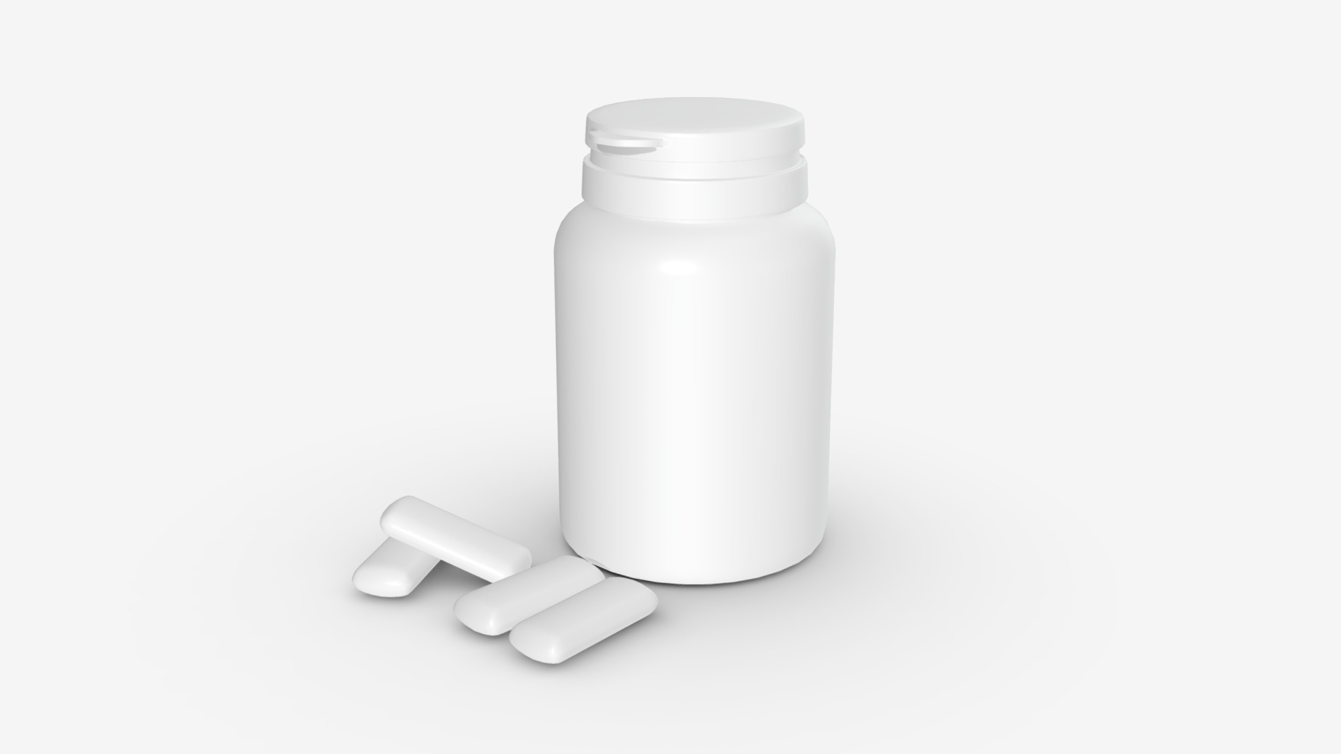 3D model Plastic bottle for chewing gum - This is a 3D model of the Plastic bottle for chewing gum. The 3D model is about a white salt shaker.