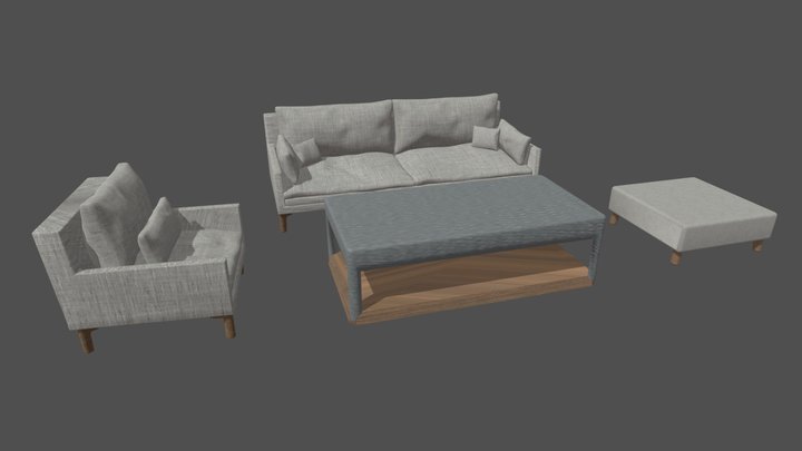 Simple Sofa Set 3D Model