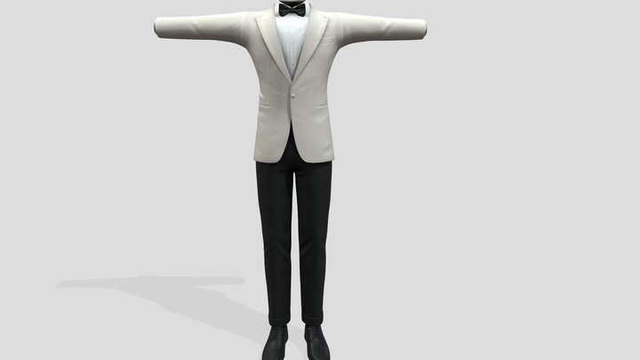 Confused Man in Suit Pants White T-Shirt (1069) 3D Model by 3DFarm