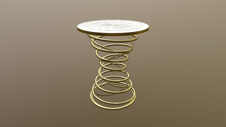 Spiral table with opposite curved pillars 3D Model