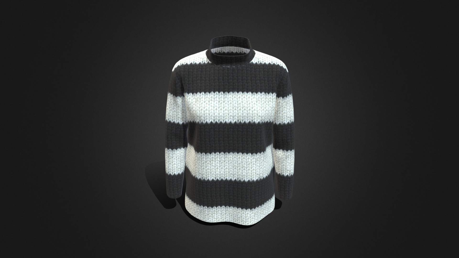 3D model a high-neck T-shirt - This is a 3D model of the a high-neck T-shirt. The 3D model is about a black and white striped shirt.