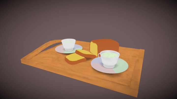 Some cake with tea 3D Model