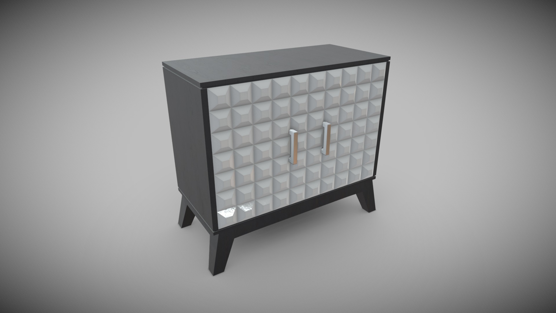 3D model Mid Century Modern Cabinet - This is a 3D model of the Mid Century Modern Cabinet. The 3D model is about a black rectangular object.