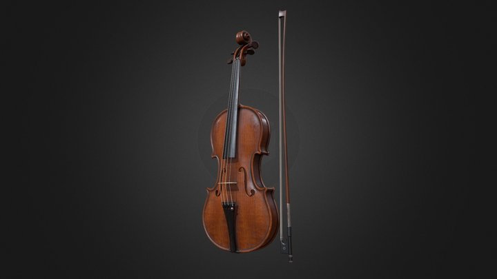 Violin and bow 3D Model