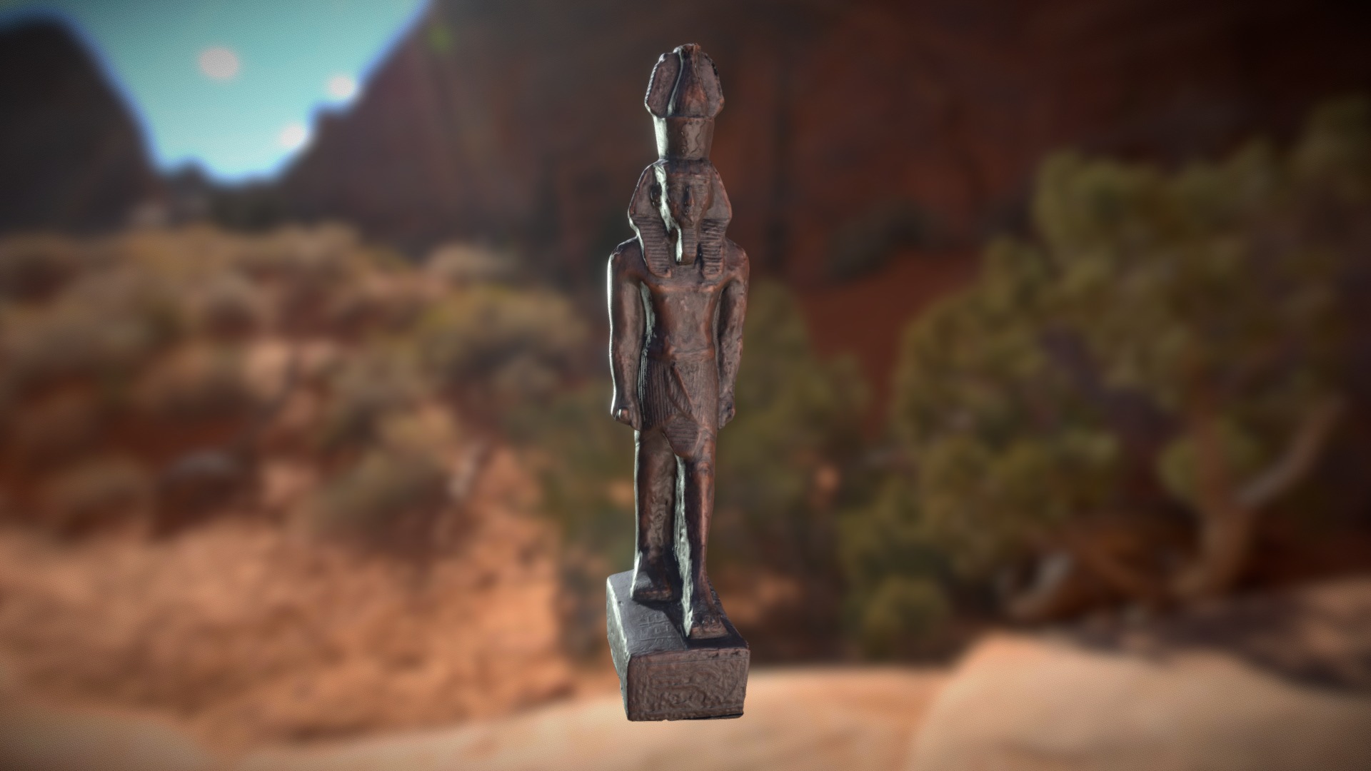 3D model Egyptian Statue - This is a 3D model of the Egyptian Statue. The 3D model is about a statue of a person holding a sword.