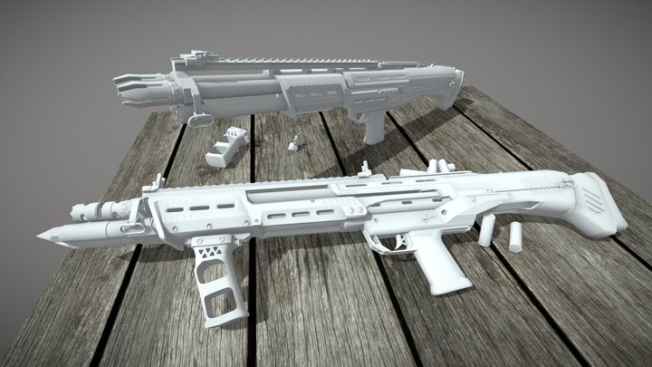 DP-12 double barrel shotgun 3D Model