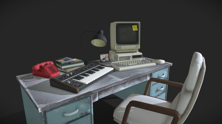 Retro Desk 3D Model