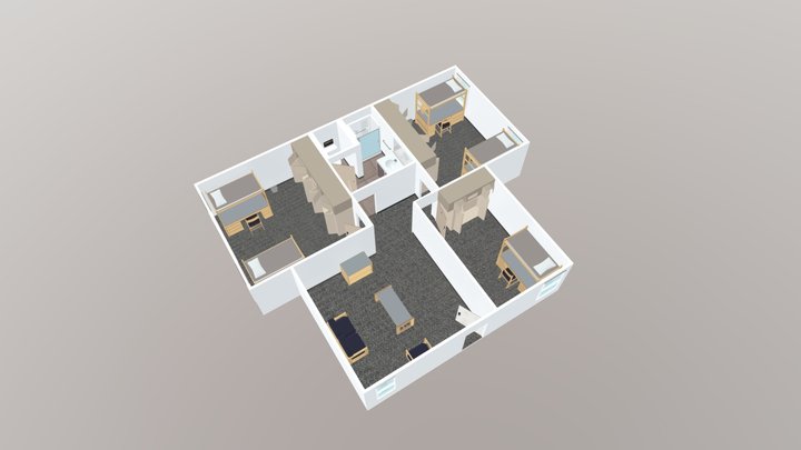 Suite Three Rooms Small Single 3D Model