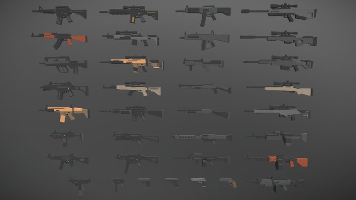 LOW-POLY MODERN WEAPON PACK 3D Model