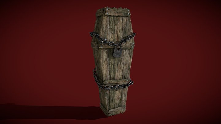 Old Chained Coffin 3D Model