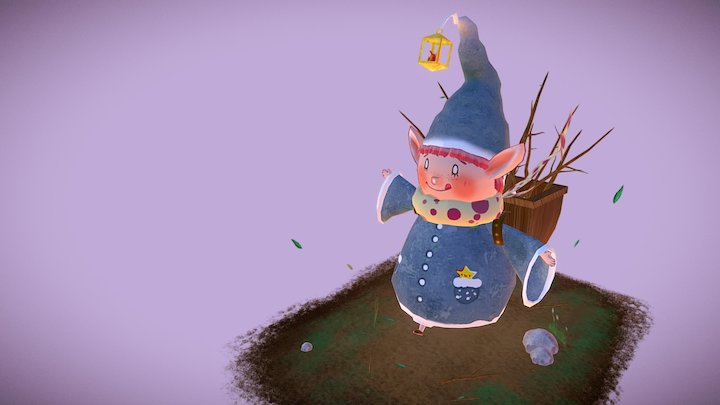 撿樹枝矮人 3D Model