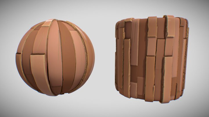 Stylized texture Wood Planks Substance Designer 3D Model