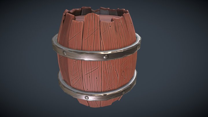 Stylised Wooden Barrel 3D Model