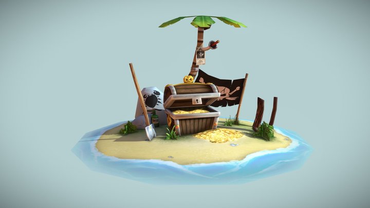 Pirate treasure - Low poly 3D Model