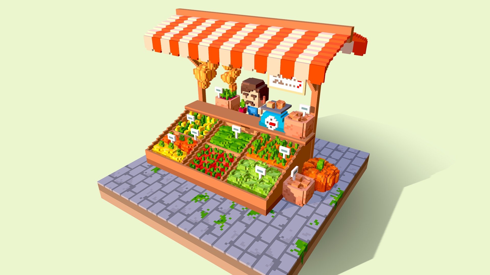 Vegetables Shop + Voxel File Buy Royalty Free 3D model by William
