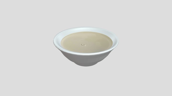 Low Poly - Soy milk in a bowl 3D Model