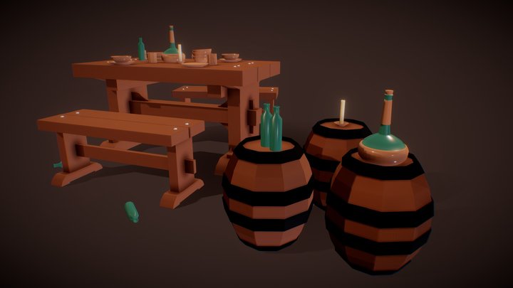 Low Poly Tavern 3D Model