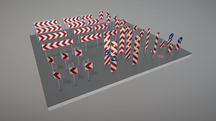 Straßenbau Verkehrsposten mit Warnlicht 3D-Modell $39 - .fbx .max