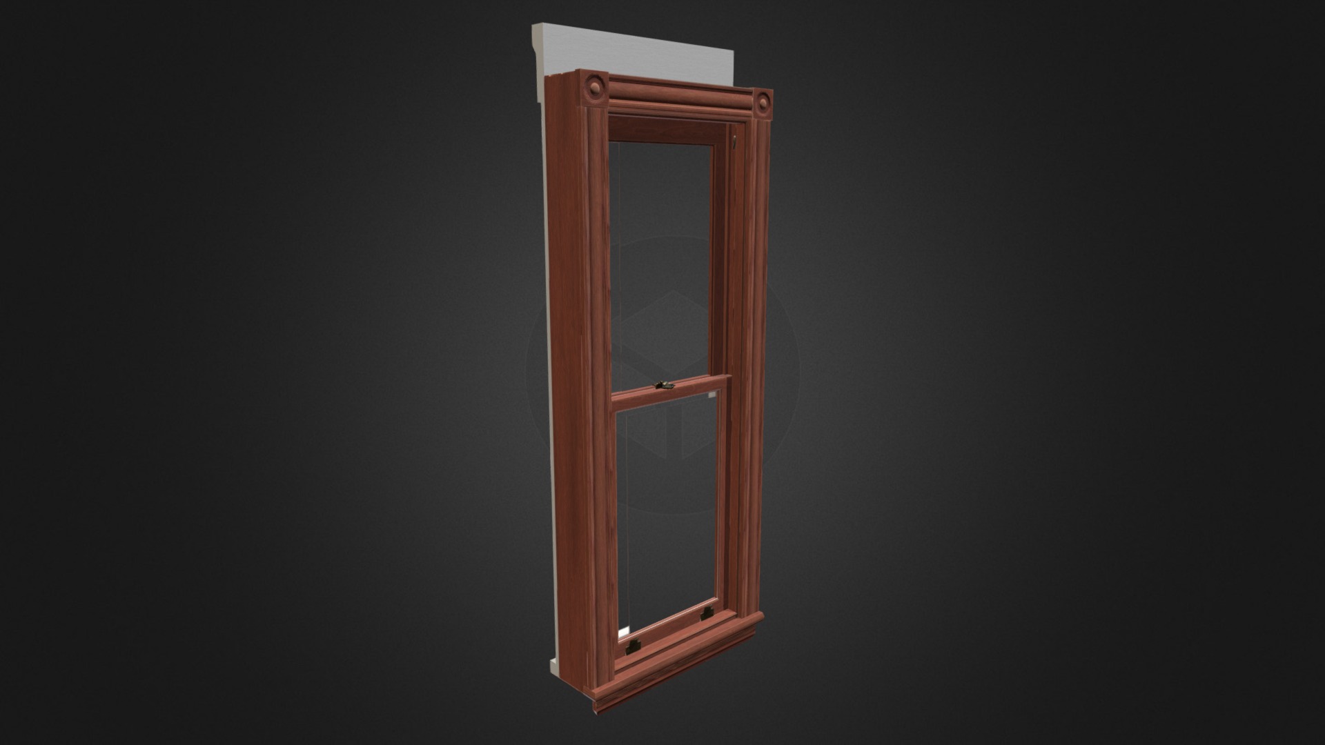 3D model Lowpoly Antique Window (24in 2 Light Single) - This is a 3D model of the Lowpoly Antique Window (24in 2 Light Single). The 3D model is about a window with a curtain.