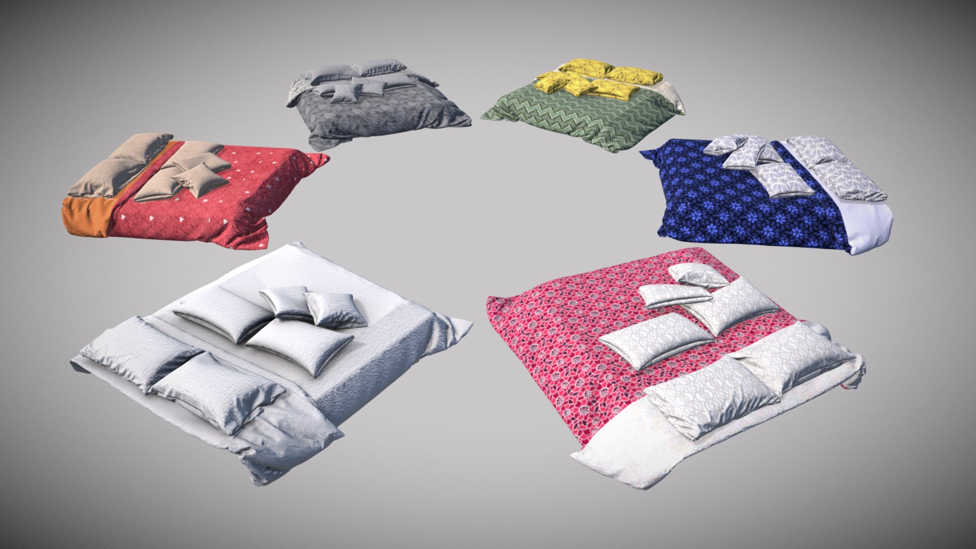 3D model Bed One Material Series - This is a 3D model of the Bed One Material Series. The 3D model is about a group of folded shirts.