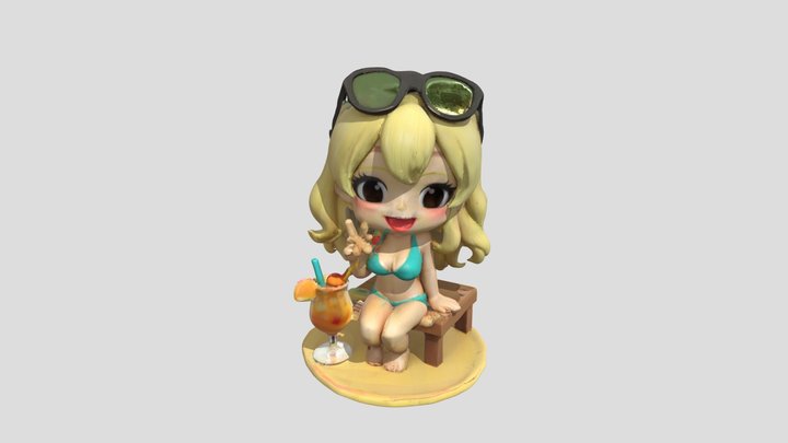 Beach Vibes Chibi 3D Model