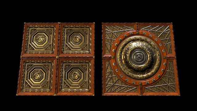 Wodden Ceiling Tiles Texture 3D Model