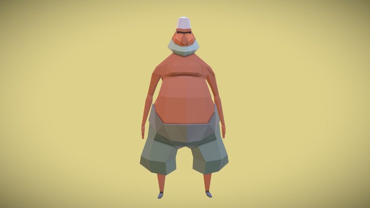 Low Poly 1 Fat Human Blender 3D Model