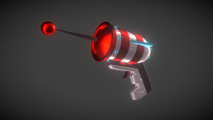 Low-Poly Retro-style sci-fi space laser gun 3D Model