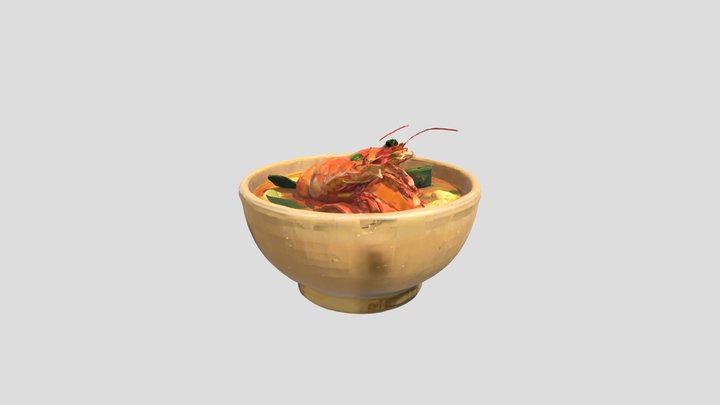 Tom Yum Goong – Thai Shrimp Soup Bowl 3D Model