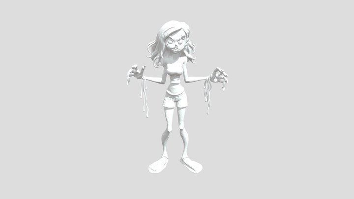 A scary cartoon girl. 3D Model