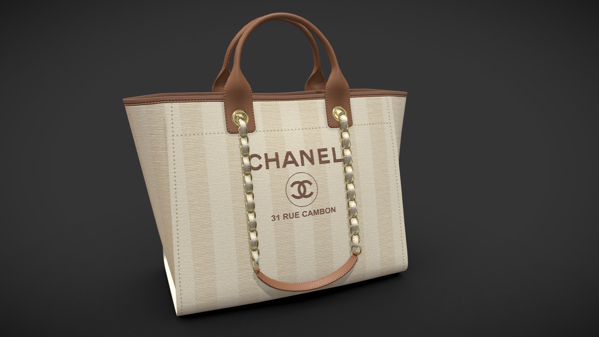 Chanel Bag Canvas Deauville Tote Shoper - 3D model by 3DMonk