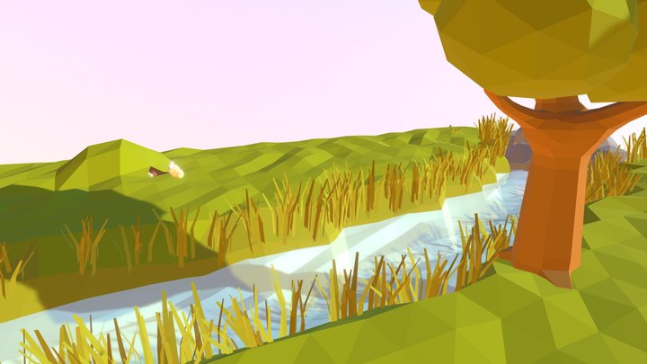 River with Rabbits 3D Model