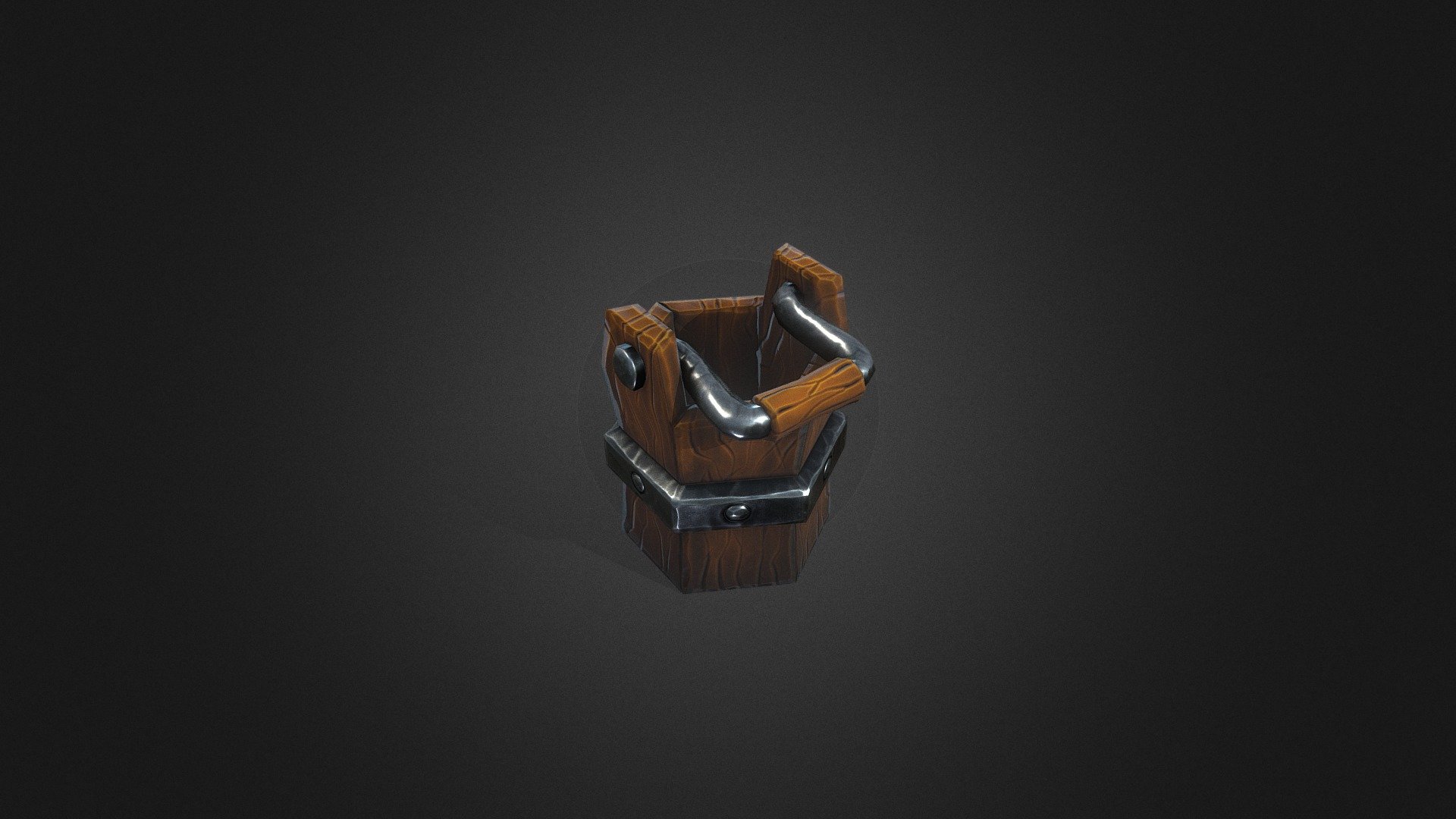 Stylized Low-poly Wood Metal Bucket
