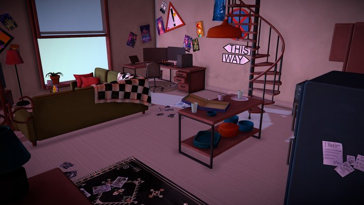 Studio Apartment Interior 3D Model