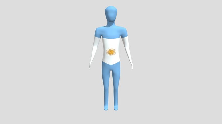 Argentina Man Character Flag 3D Model