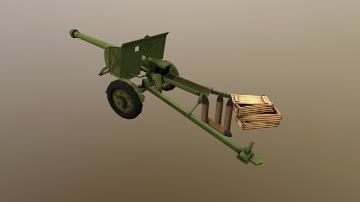 Iwo Jima Artillery 3D Model