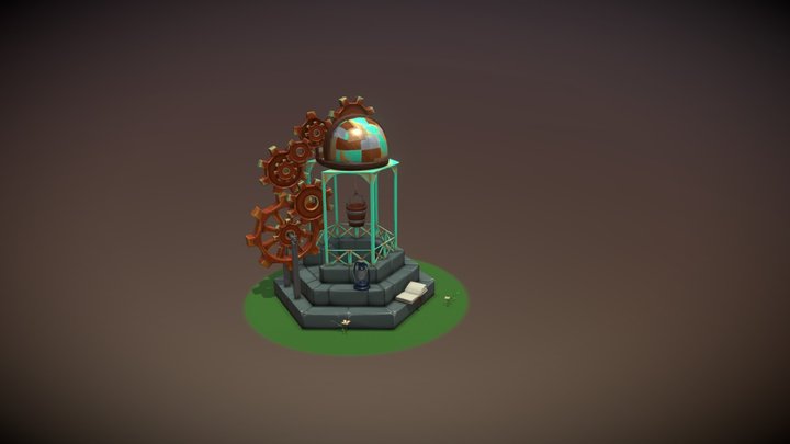Stylized Steampunk Well 3D Model