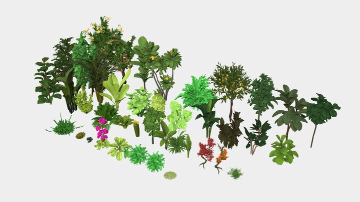 Low poly art Plant collection 3D Model