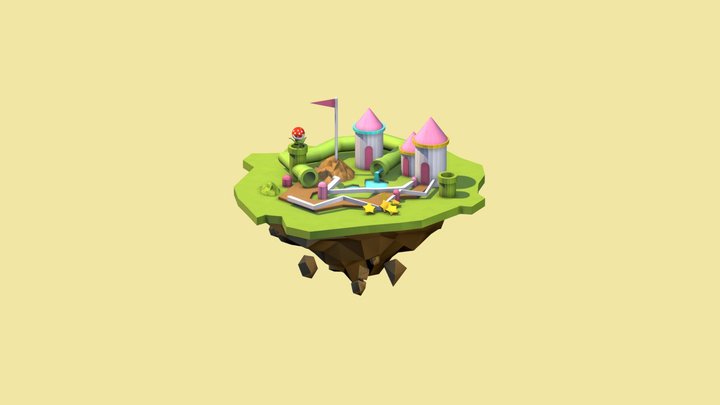 Low poly Little island 3D Model