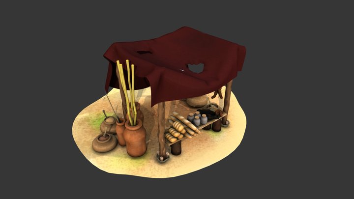 puesto de ventas - medieval stall 3D Model
