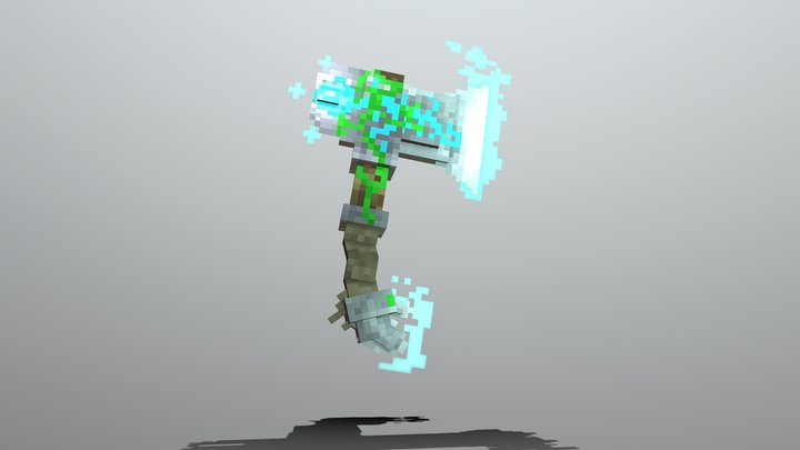 Fused Forest Crystal Axe 3D Model