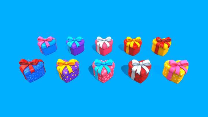 Gift Boxes Heart 3D Model