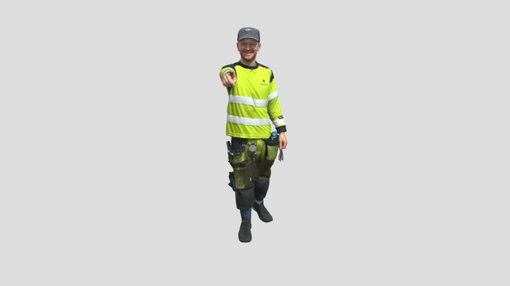 Worker in High-Visibility Gear 3D Model