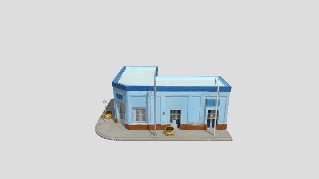 Classic Argentine Corner Building - 3D Isometric