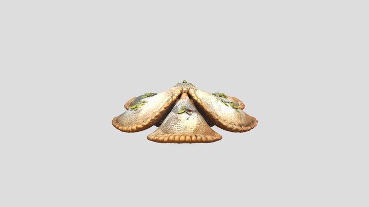 Sweet pastries on white plate 3D Model