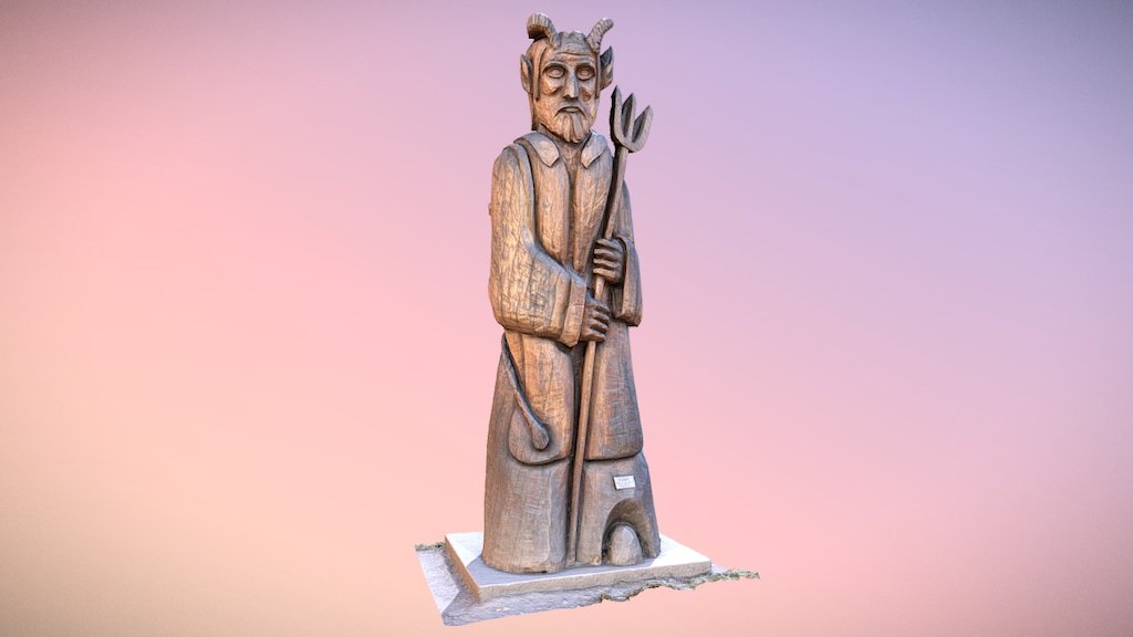 Wooden Devil Statue