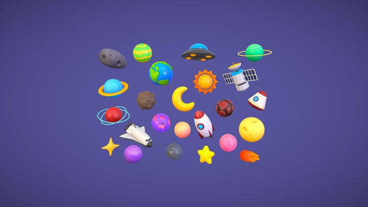 Cartoon Space Pack 3D Model