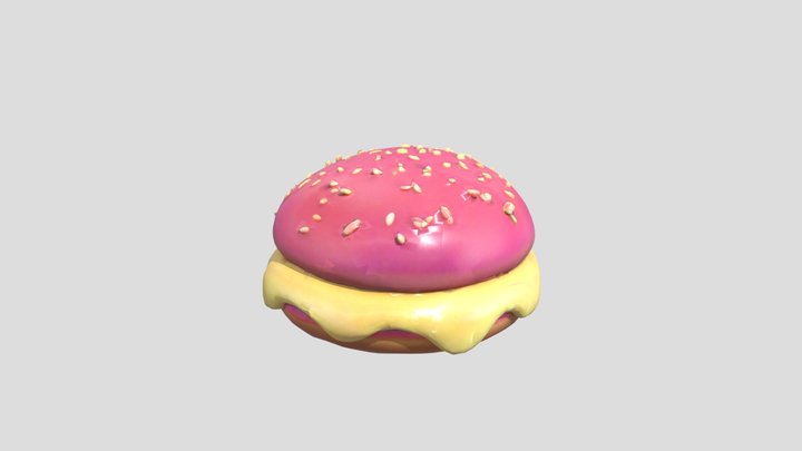 Pink Hamburger Bun 3D Model